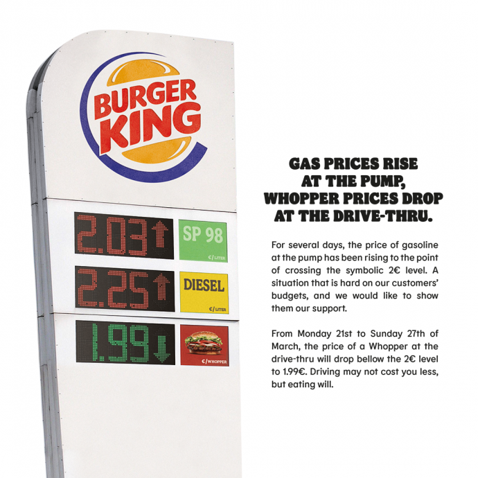 Burger King: Gas Prices Rise At The Pump, Whopper Prices Drop At The Drive-Thru