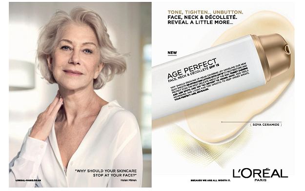 Dame Helen Mirren unveils new Face, Neck & Décolleté from L’Oréal Age Perfect