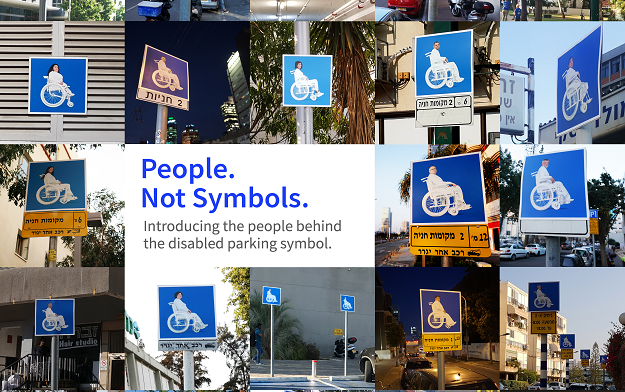 For December 3rd  "International Day of Persons with Disabilities", Access Israel is replacing all disabled parking spot signs with the pictures of real people