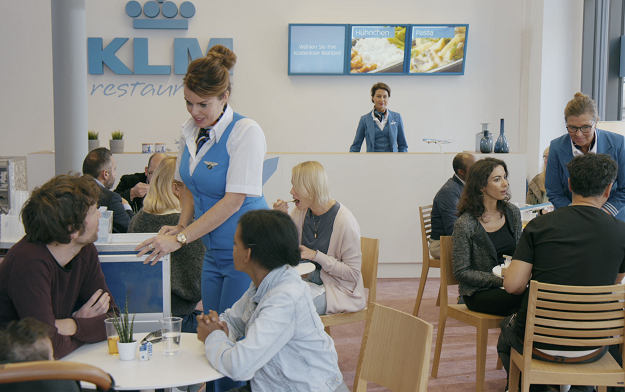 KLM turned into a restaurant, a bank and a radio station to let Germany know they are in fact an airline