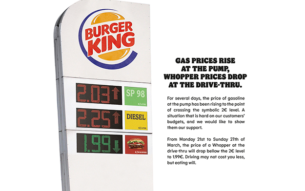 Gas Prices Rise At The Pump, Whopper® Prices Drop At The Drive-Thru