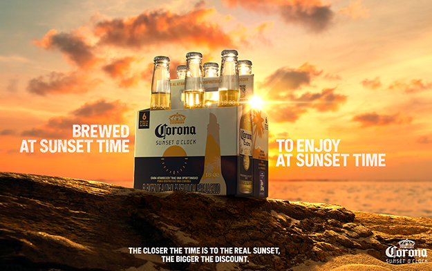 Sunset O'Clock Turns Every Hour on its Bottle into an Chance to Win Trips to Paradise and Enjoy the Sunsets with Corona