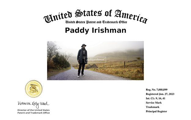 The Paddy Irishman Project has Secured the Worldwide Rights to the Phrase "Paddy Irishman"