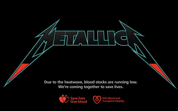 NHS Blood and Transplant's Emergency LOW-GOS campaign Adds Metallica to its line-up in London Stadium activation