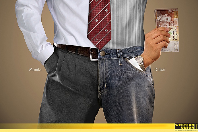 Western Union Send Money Abroad Service: Hands, Male